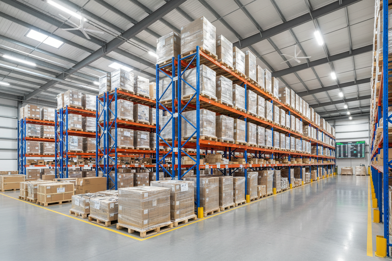 can you generate a photo of a clean warehouse